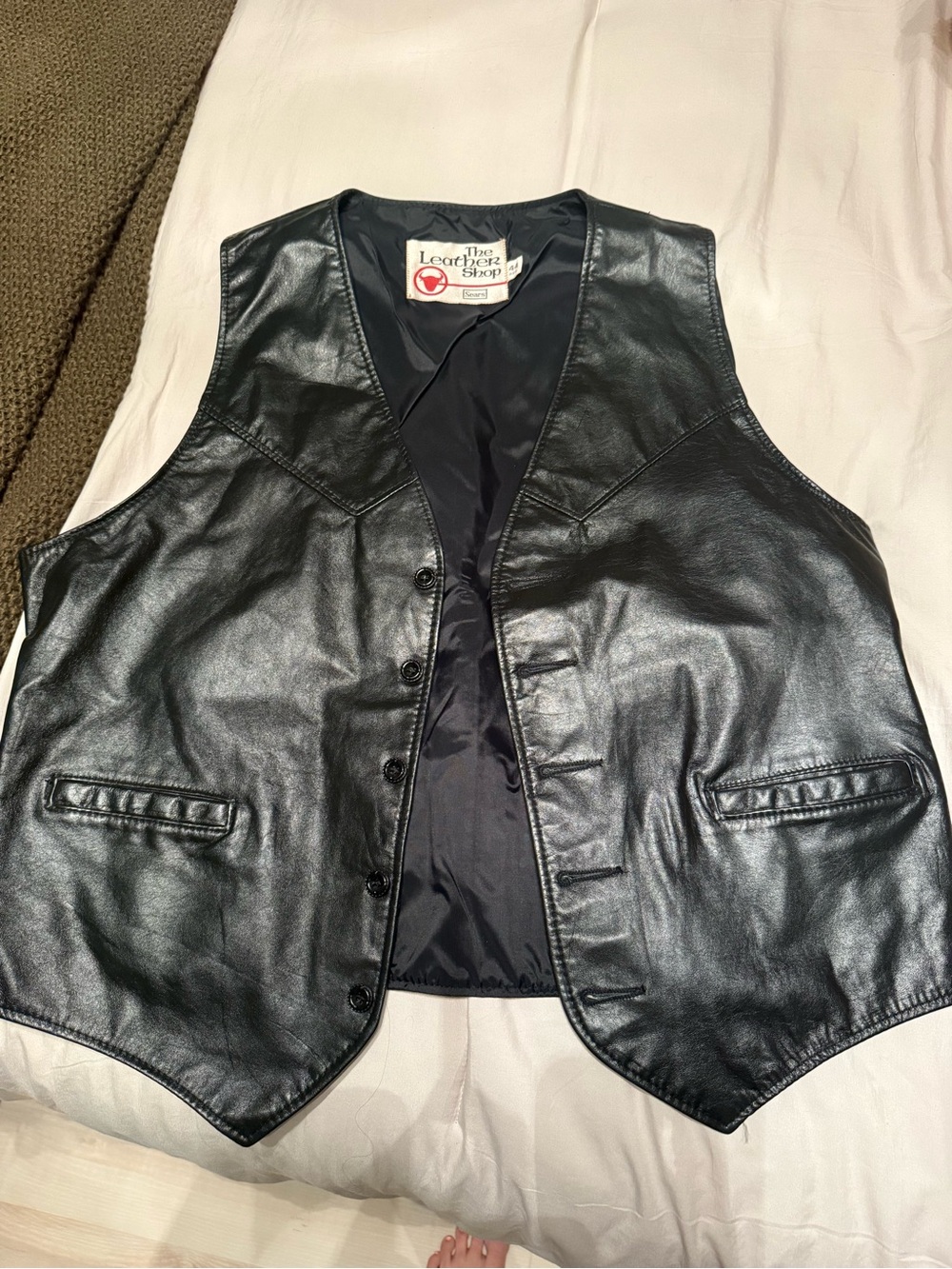 The Leather Shop Black Leather Vest for Men